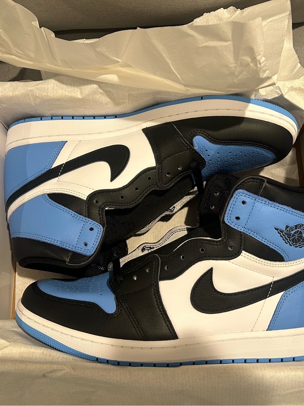 Nike Air Jordan 1 Mid Black White University Blue - Men's Sneakers